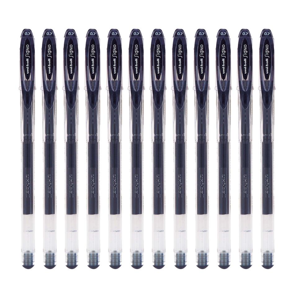 Uni-ball Signo Gel ink Pen Roller 0.4mm line & 0.7mm Ball UM - 120 12 Pieces - Black