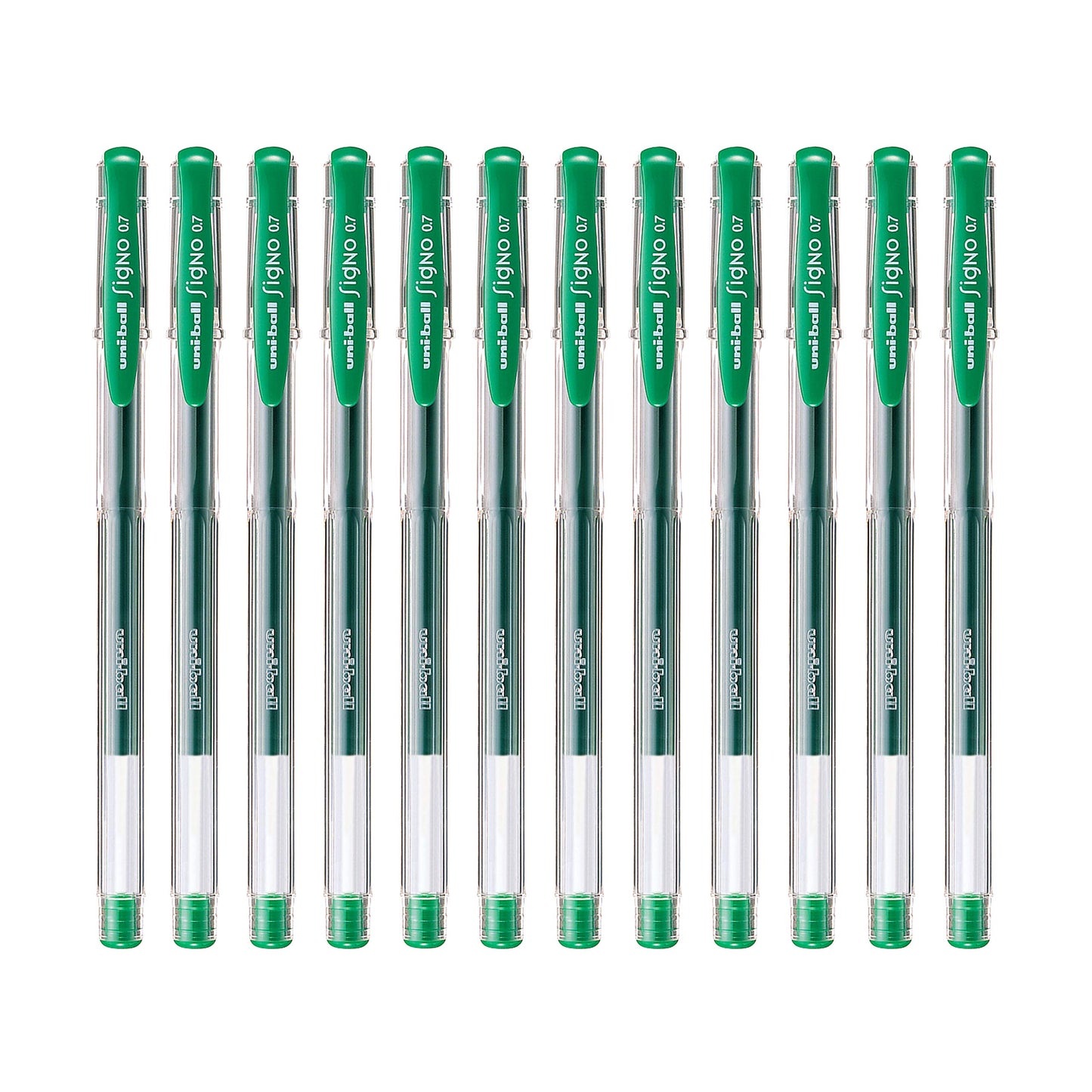Uni-ball Signo Gel ink Pen Roller 0.4mm line & 0.7mm Ball UM - 120 12 Pieces - Green
