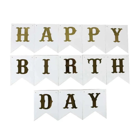 Happy Birthday Hanging Banner - White (60003)
